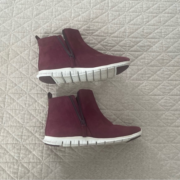 COLE HAAN ZeroGrand Burgundy Waterproof Suede Leather Zip Bootie Size 8.5 - Picture 5 of 13